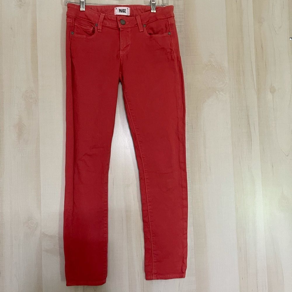 Paige skyline ankle‎ peg jeans, orange sunset sz 26